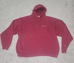Champion Authentic Athletic Wear Pullover Hoodie Size 2XL Spellout Scripts Red