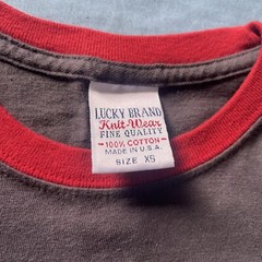 Vintage Lucky Brand T Shirt Knit Wear Gray And Red Royalty Short Sleeve Men’s XS