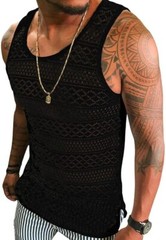 Mens Mesh See Through Tank Top Sleeveless Muscle Fit Sexy Vest Shirt