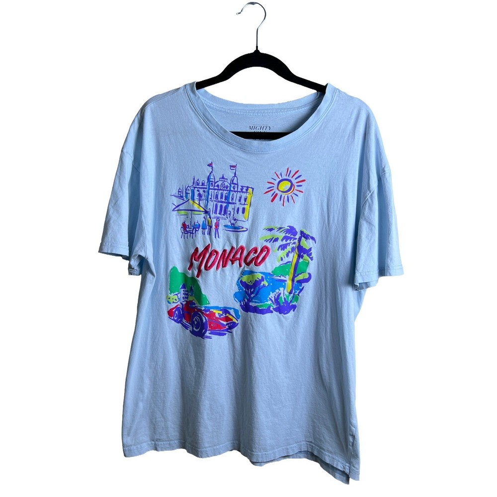 Mighty Fine Monaco Graphic Tee Unisex Medium Euro Summer Neon Top