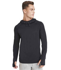 Just Cool Mens BLUE or BLACK Raglan Long Sleeve cool Cowl Neck Hooded Top