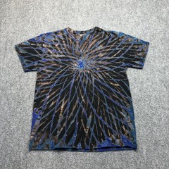 Allover Tie Dye Shirt Mens Medium Black Blue Spiral Graphic Tee Psychedelic