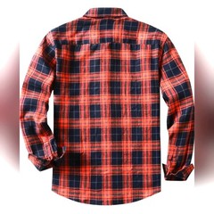JMIERR Men’s Flannel Shirt size L Long Sleeve Button-Down Plaid Black Cotton