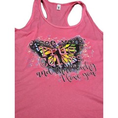 Ideal Womens XXL Pink Butterfly Graphic Racerback Tank Top True Colors NWOT