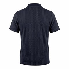 Men’s knitted textured simple short-sleeve polo shirt, casual golf business top,