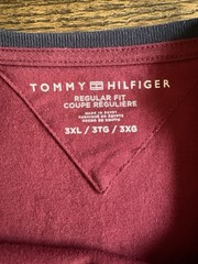 Tommy Hilfiger Men’s Burgundy Colorblock Logo Crew Neck Cotton Knit Tee 3XL