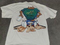 Vintage 1995 Looney Toons Taz Bowling t-Shirt Single Stitch Double Sided XL USA