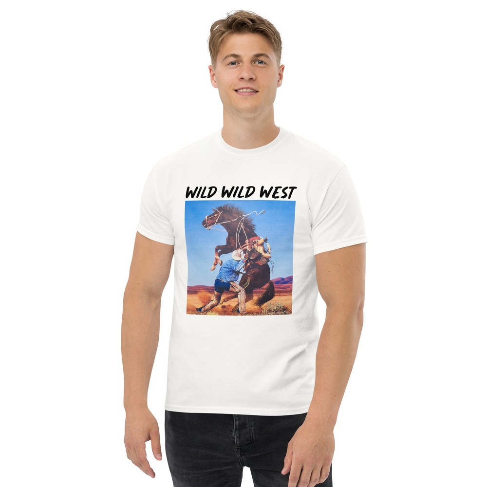 Cowboy Lasso Horse Bronco Wild West Country Western white tee shirt t-shirt