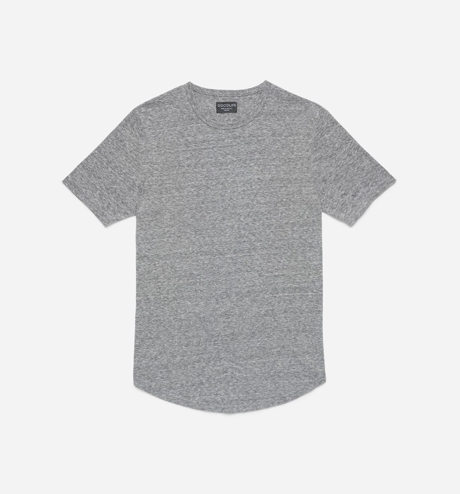 Goodlife Tri-Blend Scallop Crew T-Shirt Heather Grey Size XL