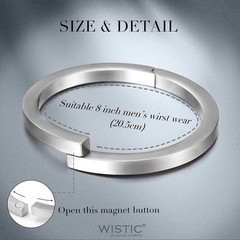 Silver Men’s Cuff Bracelets, Magnetic Clasps Bangle Bracelet for Men, 316L St…