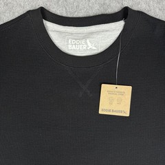 Eddie Bauer NWT Shirt Mens Small Black Crew Neck Long Sleeve Casual Thermal Knit
