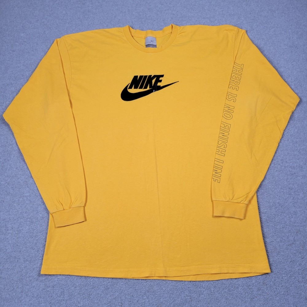 Vintage Nike Shirt Men XL L/S Y2K There Is No Finish Line Center Swoosh Big Logo