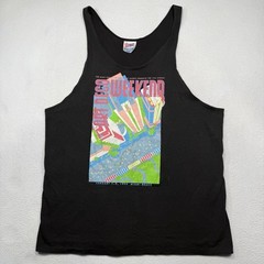 Vintage 1990 Art Deco Weekend Colorful Art Tee Black Tank Top Size Large L 90s