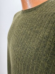 Vintage 90s Ribbed Knit Shirt Men Medium Minimalist Casual Olive Brown Midweight