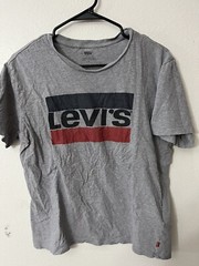 Levis Shirt Adult Medium Gray Big Logo Crew Neck Tee Men Solid