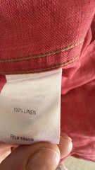 Cremieux Mens 100% Linen Long Sleeve Button Up Shirt Size XXL Red Collared Soft