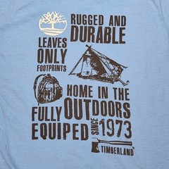 Timberland Tent Logo T-Shirt Men’s Size 2XL Light Blue Back Graphic Outdoors NEW