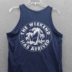 Chubbies The Relaxer Tank Top Mens Small Navy Blue Palm Graphic Sleeveless