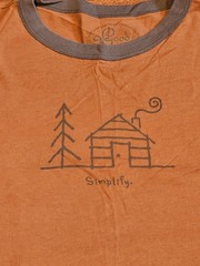 Good Karma Life Is Good SIMPLIFY Ringer T-Shirt 100% Organic Cotton Log Cabin XL