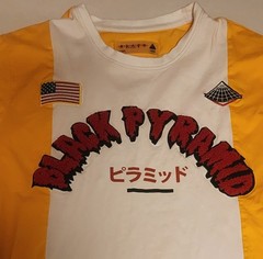 Black Pyramid Chris Brown Jersey T-Shirt Yellow White Japanese Patch Men’s Large