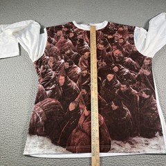 Pollini Art Shirt Mens XL White AOP Crowd Print Made Italy Artistic Graphic Tee
