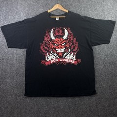 Y2K ROB ZOMBIE Devil Man Shirt Men’s 2XL Black Graphic Band Tee Flames RARE VTG