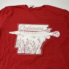 LAT Apparel Garkansas Graphic T-Shirt Mens Medium Red Excellent Fishing Arkansas