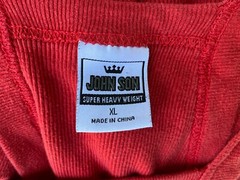 Vtg John Son Bodybuilding Gym Heavy Weight Square Red Tank Top T Shirt mens XL