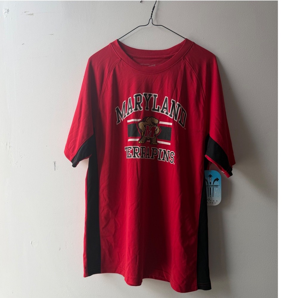NWT Maryland Terrapins NCAA Red Performance T-Shirt Mens XL UMD Terps Athletic