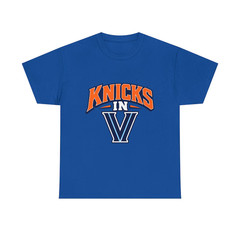 Knicks In 5 V Logo Tee Nova Knicks Basketball Blue Orange Graphic T-Shirt