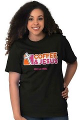 Coffee And Jesus Christ Religious Christian Adult Short Sleeve Crewneck Tee