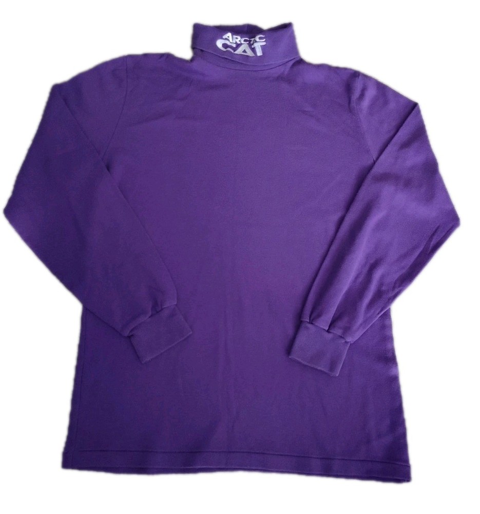 Vtg Arctic Cat Long Sleeve Turtleneck Mens Purple Size Small USA Made Cotton