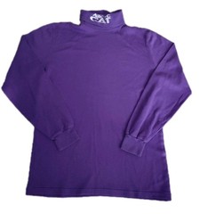 Vtg Arctic Cat Long Sleeve Turtleneck Mens Purple Size Small USA Made Cotton