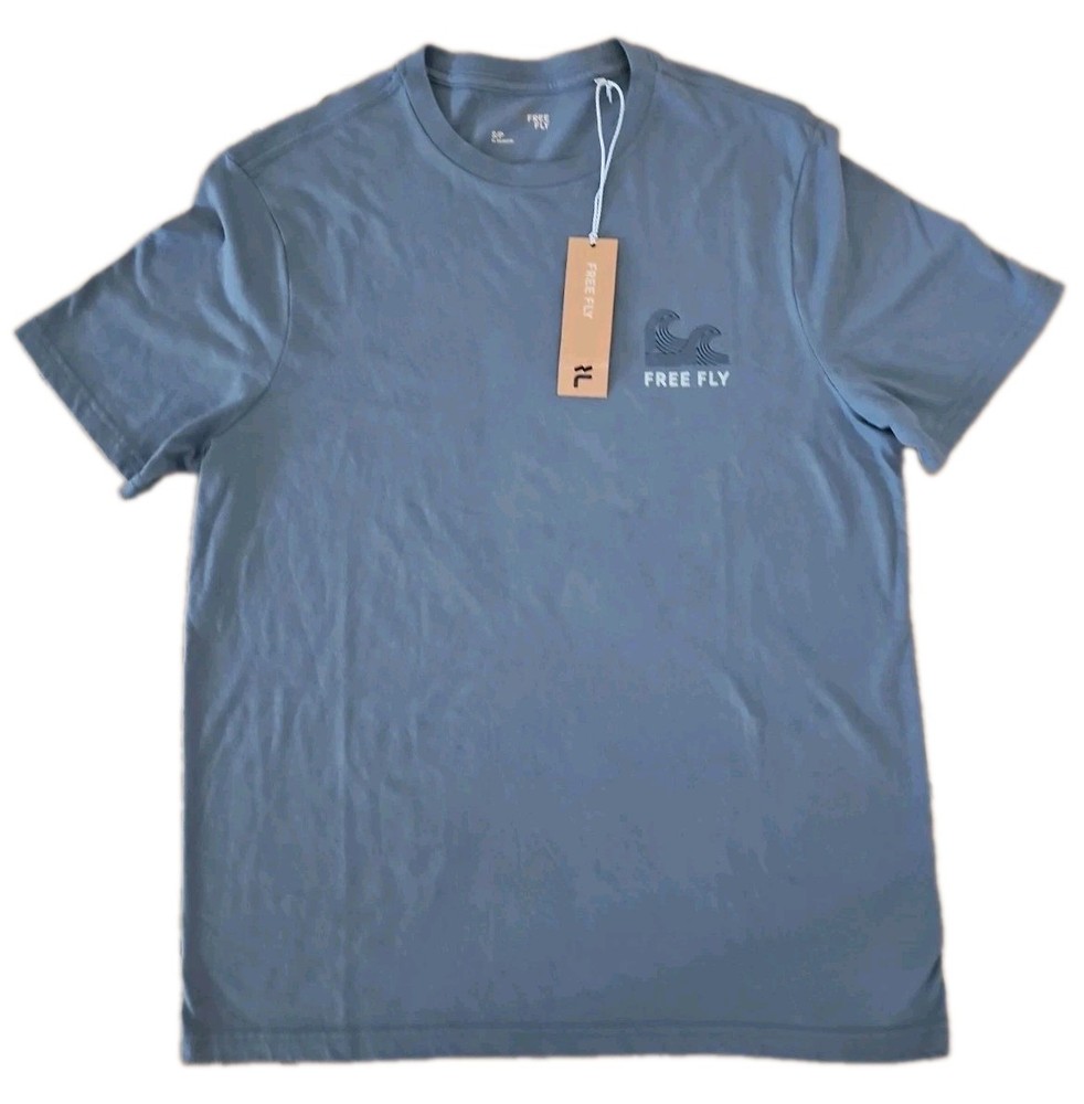 Free Fly Beach Access This Way T-Shirt Men’s Small Blue Graphic Tee