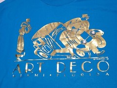 Vtg Art Deco Miami Florida C.G Designs ’92 Single Stitch XL Blue Gold Shirt USA
