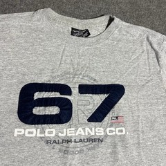Vintage Polo Ralph Lauren Jeans Co. Shirt Size Large Gray Logo Spell Out 90s Y2K