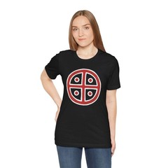 Red & White Solar Cross T-Shirt | Ancient Sun Symbol Graphic Tee Shirt