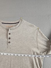 Weatherproof Men Shirt M Gray Henley Neck Long Sleeve Flat Front Pullover Tee