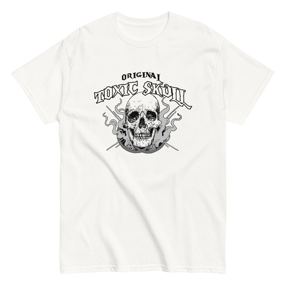 New Mens White Trendy T-Shirt “Original Toxic Skull” Streetwear S, M, L, XL, 2XL