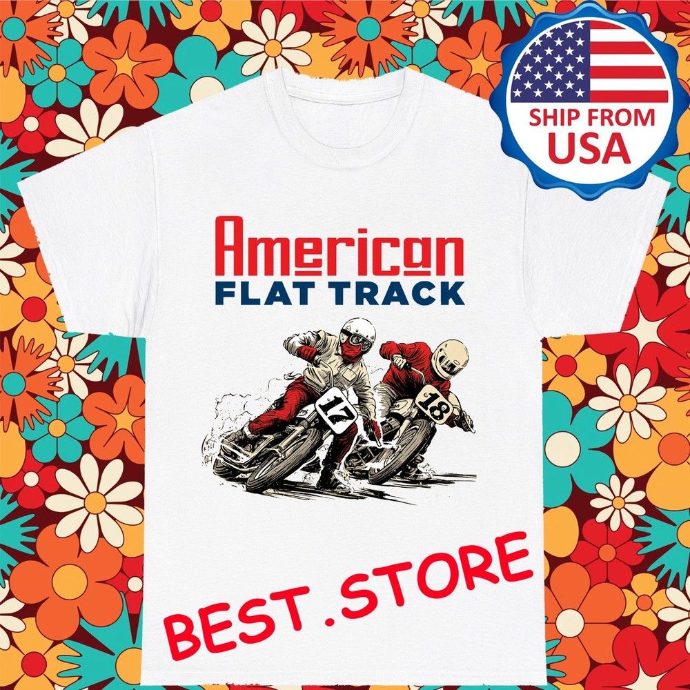 AMA American Flat Track Motocross Men’s White Size S-5XL
