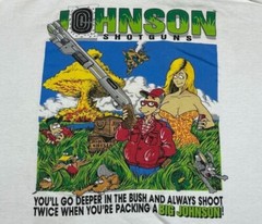VTG Funny Big Johnson Shotguns T-Shirt White Short Sleeve All sizes S-5XL