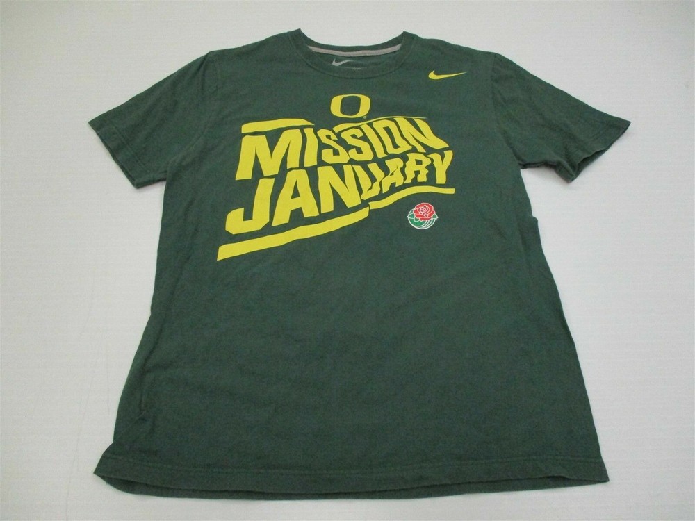 NIKE Men’s Size M Crew Neck Oregon Ducks Mission January Green Cotton Tee
