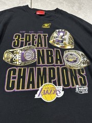 Lakers Championship Rings T Shirt REEBOK X-Large Y2K 2002