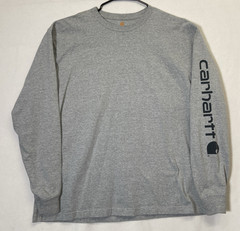 Carhartt Long Sleeve Shirt Mens L Large Regular Gray K231 HGY Logo Crew Neck Tee