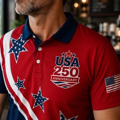 250th Anniversary Star Patriotic Polo United States Of America 1776-2026 (S-5XL)