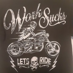 Work Sucks Lets Ride Mens M Motorcycles Skeleton T Shirt Black Gildan Biker