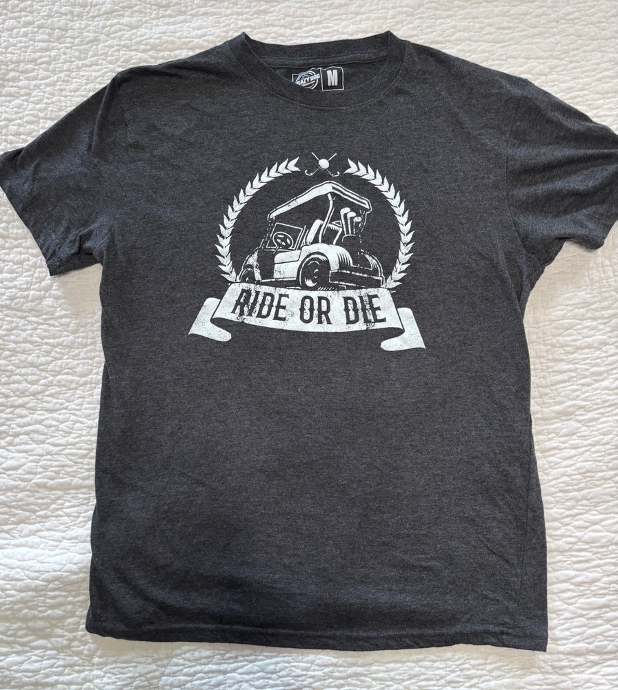 Crazy Dog T-Shirts Men’s M Gray Ride or Die Graphic Cotton Blend Crew Neck Tee