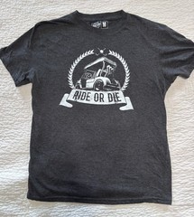 Crazy Dog T-Shirts Men’s M Gray Ride or Die Graphic Cotton Blend Crew Neck Tee
