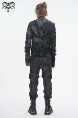 Devil Fashion Men Gothic Distressed Asymmetric Hooded Slim Long Sleeve T-Shirt