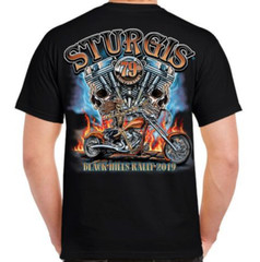 2019 Sturgis Black Hills Rally Skull Engine Rider Men’s Short Sleeves T-Shirt